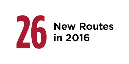 26 new routes in 2016